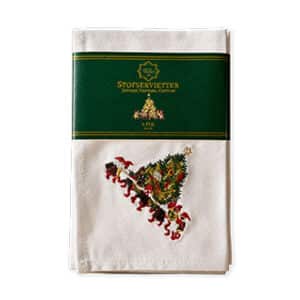 Serviet stof, broderet juletræ motiv 40x40cm 2/pak