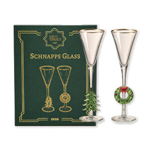 Snapseglas, m. glas juletræ/krans H: 14 cm.